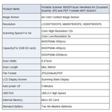 Portable Handheld 900DPI JPG and PDF Formate A4 Document Scanner