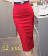 Hot Pencil Skirt Women Plus Size Bodycon Fashion High waist elastic Women Skirt Red Black Slit Women's Midi Skirts Jupe Femme