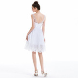 2017 New White Lace Cocktail Dress tulle Sleeveless Applique Pearls Short Mini Vestidos de Prom Gown girls Formal Party Dresses