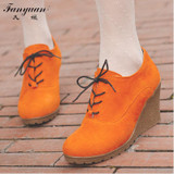 2017 New Wedges Women Boots Fashion Flock High-heeled Platform Ankle Boots Lace Up High Heels Spring Autumn Shoes For Women