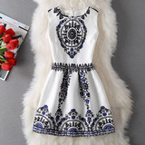 2017 New Vestido De Festa Women Summer Casual Print Dress Vintage Sexy Party Vestidos Slim Plus Size Ladies Maxi Boho Clothing
