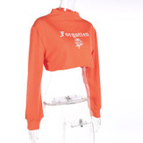 Weekeep Women Cropped Letter Print Sexy Hoodie Sweatshirt Long Sleeve Moletom Pullover Womens Sudaderas Mujer Crop Top Hoodies