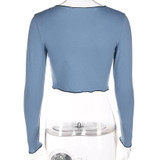 Weekeep Sexy Lace Up Hollow Out T-shirt Women Long Sleeve Cropped t shirt Fashion Slim V-neck Crop Top women cotton t shirt