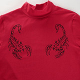 Weekeep Cartoon Print Long Sleeve Crop Top Women Cropped Slim Waist t shirt Knitted O-neck t-shirt Fashion Streetwear tshirt