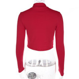 Weekeep Cartoon Print Long Sleeve Crop Top Women Cropped Slim Waist t shirt Knitted O-neck t-shirt Fashion Streetwear tshirt