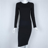 Weekeep 2016 Autumn Cotton Korean Dress Black Sheath Office Dress Women Bodycon Dress Sexy Party Dresses Vestidos Robe