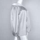 Weekeep 2016  Autumn Sexy Off Shoulder Glossy Blouse Shirt Soft Satin Flare Sleeve Tops Elegant Party Women Blouses Blusas