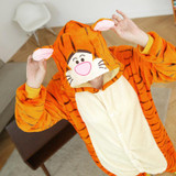 Wedtrend Cute Tiger Onesies Adults Flannel Pajamas Animal Costumes Adult Cute Cartoon Animal Sleepwear Nightgowns Unisex Pyjamas