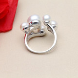 Wedding Real natural freshwater pearl rings for girls,funny 925 silver rings for women adjustable anniversary white best gifts
