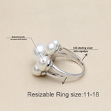 Wedding Real natural freshwater pearl rings for girls,funny 925 silver rings for women adjustable anniversary white best gifts