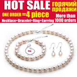 Wedding natural pearl jewelry,bridal jewelry sets women White freshwater pearl sets 925 silver earring girl birthday best gift