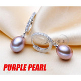 Wedding natural freshwater pearl hoop earrings women,white pink 925 sterling silver pearl earring jewelry for girl birthday gift