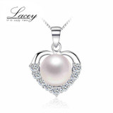 Wedding freshwater pearl necklace pendant 925 sterling silver jewelry, natural pearl pendant necklace jewelry fashion for girl