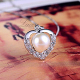 Wedding freshwater pearl necklace pendant 925 sterling silver jewelry, natural pearl pendant necklace jewelry fashion for girl