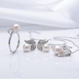 Wedding freshwater pearl jewelry sets silver women,White natural pearl sets girls trendy pendant earring birthday party