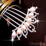 Wedding Bridal Crystal Rhinestone Pearls Hairpin Flower Diamante Hair Clip Comb 2MWP 5PXX Wedding Bridal Crystal Rhinestone Pearls Hairpin Flower Diamante Hair Clip Comb 2MWP 5PXX