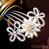 Wedding Bridal Crystal Rhinestone Pearls Hairpin Flower Diamante Hair Clip Comb 2MWP 5PXX Wedding Bridal Crystal Rhinestone Pearls Hairpin Flower Diamante Hair Clip Comb 2MWP 5PXX