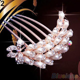Wedding Bridal Crystal Rhinestone Pearls Hairpin Flower Diamante Hair Clip Comb 2MWP 5PXX Wedding Bridal Crystal Rhinestone Pearls Hairpin Flower Diamante Hair Clip Comb 2MWP 5PXX