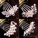 Wedding Bridal Crystal Rhinestone Pearls Hairpin Flower Diamante Hair Clip Comb 2MWP 5PXX Wedding Bridal Crystal Rhinestone Pearls Hairpin Flower Diamante Hair Clip Comb 2MWP 5PXX