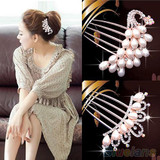 Wedding Bridal Crystal Rhinestone Pearls Hairpin Flower Diamante Hair Clip Comb 2MWP 5PXX Wedding Bridal Crystal Rhinestone Pearls Hairpin Flower Diamante Hair Clip Comb 2MWP 5PXX