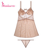 Wealurre 2017 Women Sexy Lingerie V-neck European Romantic Sleepwear Dress Embroidery Strap Lace Nightgowns Baby Dolls Sets