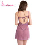 Wealurre 2017 Women Sexy Lingerie V-neck European Romantic Sleepwear Dress Embroidery Strap Lace Nightgowns Baby Dolls Sets