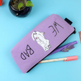 WE BAD Funny Cartoon Cat Makeup Pouch Cosmetic Bag Pencil Pen Case Zipper Makeup Brush Storage Bag