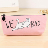 WE BAD Funny Cartoon Cat Makeup Pouch Cosmetic Bag Pencil Pen Case Zipper Makeup Brush Storage Bag