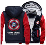 USA size Captain America Shield Logo Men Women Cosplay Zipper Jacket Sweatshirts Thicken Hoodie Coat
