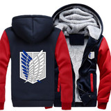 USA size Attack on Titan Survey Legion Coat Zipper Hoodie Winter Fleece Unisex Thicken Jacket Clothing