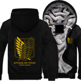 USA size Attack on Titan Survey Legion Coat Zipper Hoodie Winter Fleece Unisex Thicken Jacket Clothing
