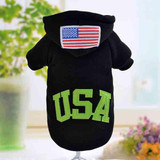 USA Flag Fashion Pet Apparel Dog Clothes Small Dogs Coat with Hooded Gray Red Black Pet Sportwear Sweatercoat in Autumn Winter