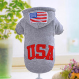 USA Flag Fashion Pet Apparel Dog Clothes Small Dogs Coat with Hooded Gray Red Black Pet Sportwear Sweatercoat in Autumn Winter