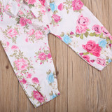 US Stock Floral Newborn Baby Girls Lace Romper Pants Headband Outfit Set Clothes Infant Toddler Girl Brief Clothing Set Playsuit