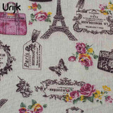 Urijk Butterfly Flower Linen Cotton Fabric DIY Crafts Patchwork Dress Sofa Curtain Sewing Accessories 98x48cm
