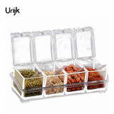 Urijk Acrylic Table Spice Set Seasoning Box Spice Jar Bottle Condiment Storage Jar Seasoning 4PCs/set Condiment Kitchen Supplies