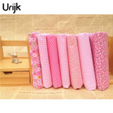 Urijk 7PCs/set 25*25cm Red DIY Patchwork Fabrics For Sewing The Cloth Quilting Cotton Fabric For Needlework Bedding Doll Textile