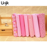 Urijk 7PCs/set 25*25cm Red DIY Patchwork Fabrics For Sewing The Cloth Quilting Cotton Fabric For Needlework Bedding Doll Textile