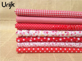 Urijk 7PCs/set 25*25cm Red DIY Patchwork Fabrics For Sewing The Cloth Baby Quilting Cotton For Needlework Kids Bedding Textile