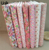 Urijk 7Pcs/Lot 25*25cm Mixed Flower Pink DIY Sewing Accessories Fabric For Patchwork Sewing Cloth Fabric Textile Doll