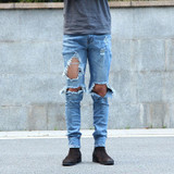 Urban Cool Mens Side Ankle Zipper Jeans Kanye West Skinny Stretchy Destroyed Distressed Knee Ripped Jeans With Holes For Men Urban Cool Mens Side Ankle Zipper Jeans Kanye West Skinny Stretchy Destroyed Distressed Knee Ripped Jeans With Holes For Men