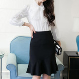 Bandage Skirts Womens 2017 New Arrival Fashion Elegant High Waist Women Work Pencil Skirt Plus Size Red Black Skirt With Ruffle