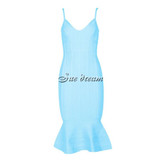 Bandage Dress 2017 Summer Women Pink Spaghetti Strap Mermaid Vestidos Deep V-Neck Knee Length Celebrity Party Dresses Vestidos