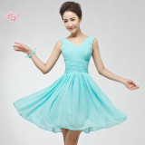 bandage back Elegant Short Bridesmaid Dress Sexy Wedding Knee-length Party Dress 2017 Coral Bridesmaids Dress Turquoise Gowns