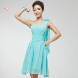 bandage back Elegant Short Bridesmaid Dress Sexy Wedding Knee-length Party Dress 2017 Coral Bridesmaids Dress Turquoise Gowns