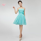 bandage back Elegant Short Bridesmaid Dress Sexy Wedding Knee-length Party Dress 2017 Coral Bridesmaids Dress Turquoise Gowns