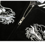 Hot Japanese Harajuku YOKOSUKA Feel Dragon Embroidery Cool Jacket Long Sleeve Baseball Casual Outwear Coat High Quality
