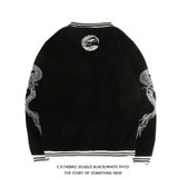 Hot Japanese Harajuku YOKOSUKA Feel Dragon Embroidery Cool Jacket Long Sleeve Baseball Casual Outwear Coat High Quality