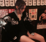 Hot Japanese Harajuku YOKOSUKA Feel Dragon Embroidery Cool Jacket Long Sleeve Baseball Casual Outwear Coat High Quality