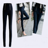Hot in American European Lady Zip Pencil Pants High Waisted Slim Stretch Leggings Trousers Pants White&Black pantalon femme hive